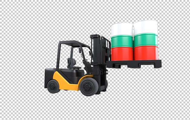 Free PSD forklift lifting fuel tank with bulgaria flag on transparent background