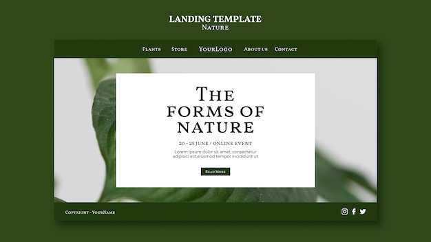 Forms of nature event  landing page