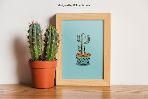 Frame mockup with cactus