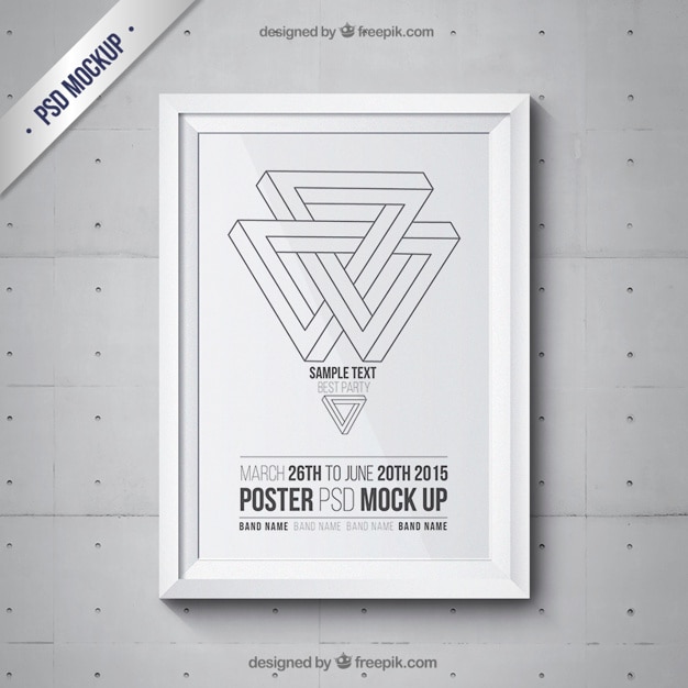 Free PSD frame mockup with party poster