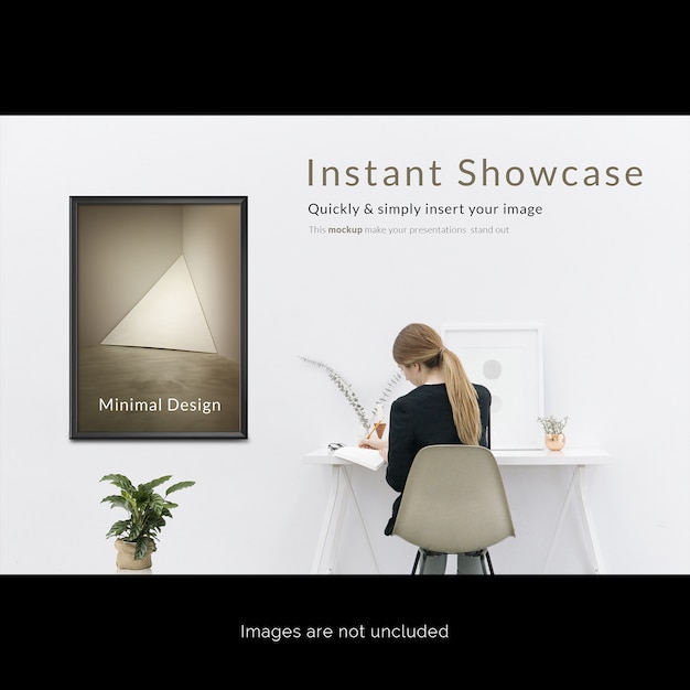 Free PSD frame on white wall mock up