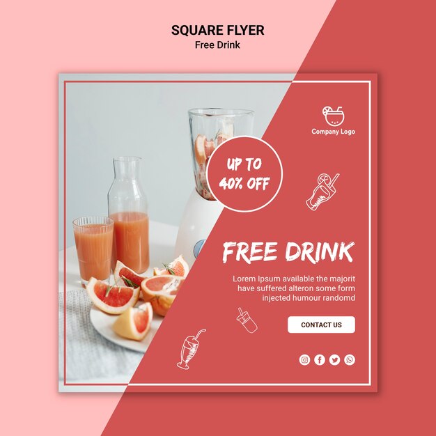 Free drink square flyer style