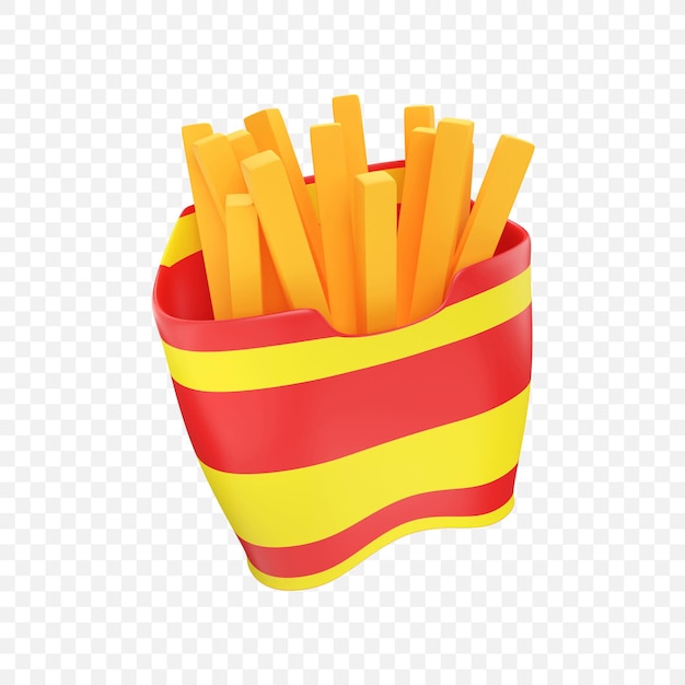 French Fry Bucket icon Isolated 3d render Illustration