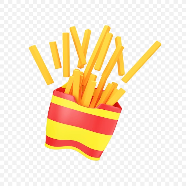 Free PSD french fry bucket icon isolated 3d render illustration