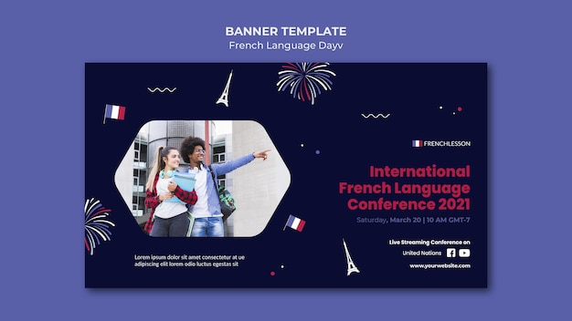 French language day banner template