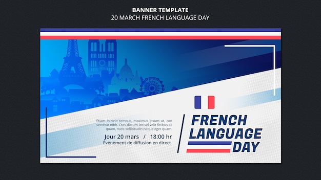 French language day banner template