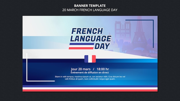 Free PSD french language day banner template