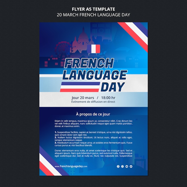 Free PSD french language day flyer template