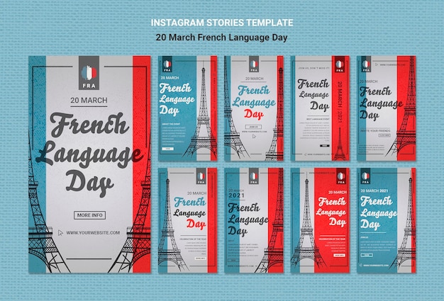 Free PSD french language day instagram stories template