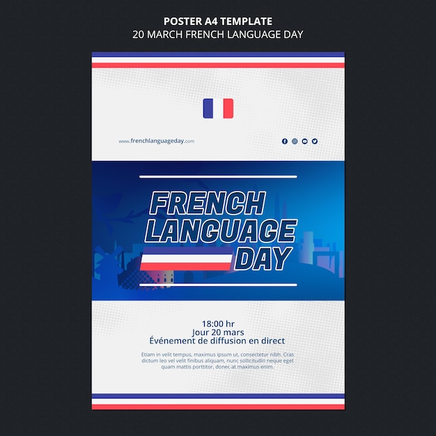 Free PSD french language day poster template