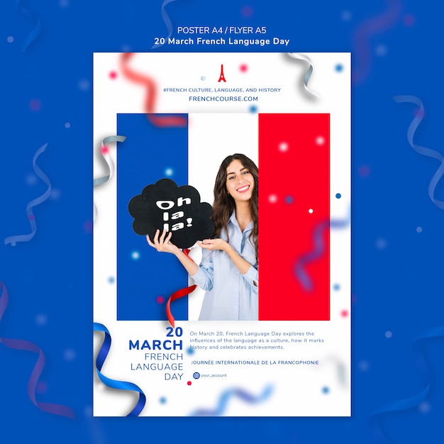 Free PSD french language day print template