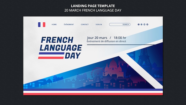 Free PSD french language day web template