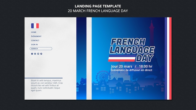 Free PSD french language day web template