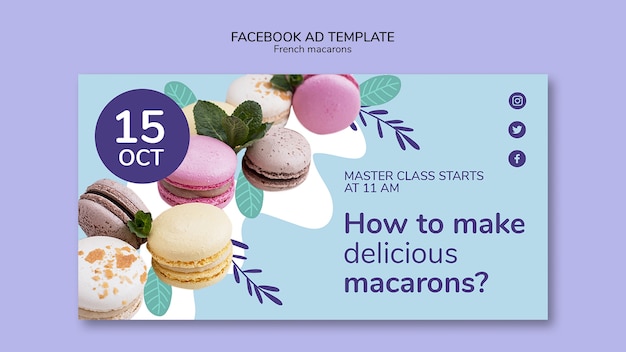 Free PSD french macarons facebook template