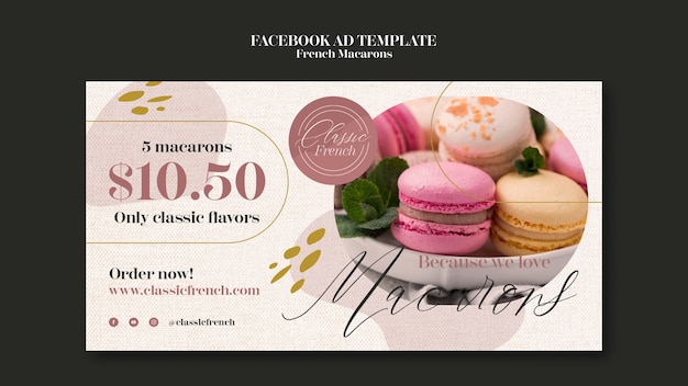 Free PSD french macarons facebook template