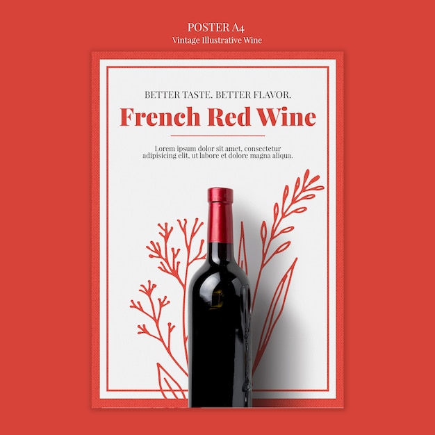 Free PSD french wine poster template