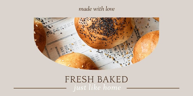 Free PSD fresh baked psd twitter header template for bakery and cafe marketing