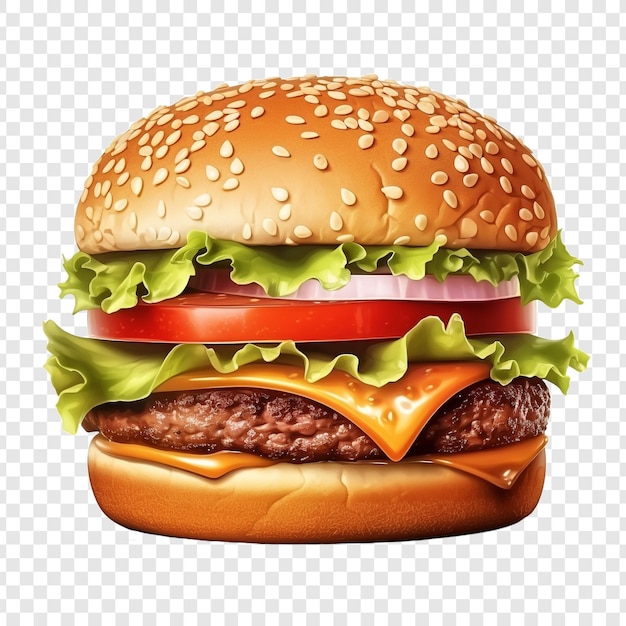 Fresh beef burger isolated on transparent background