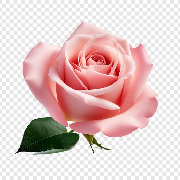 Fresh pink rose isolated on transparent background