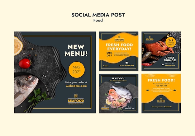 Free PSD fresh seafood social media post