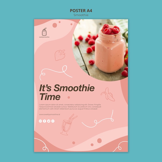 Free PSD fresh smoothie flyer with photo