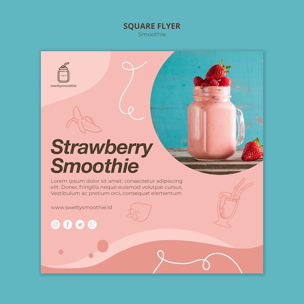 Fresh smoothie square flyer