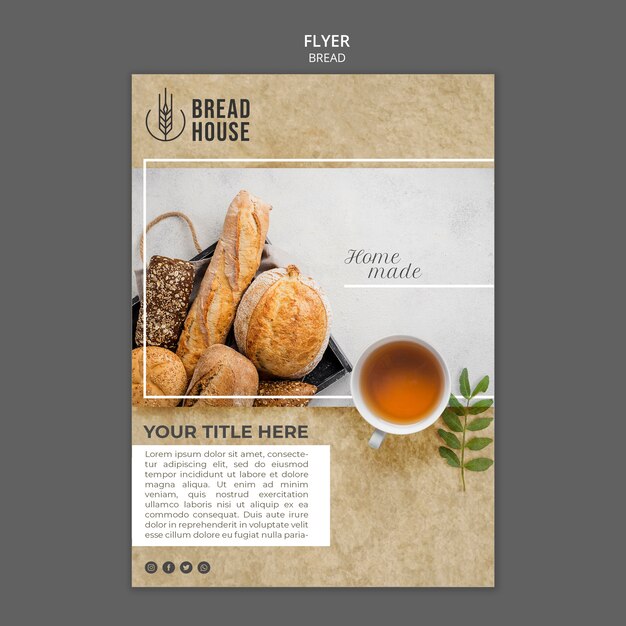 Freshly baked bread flyer template