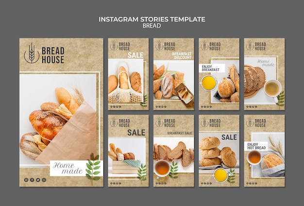 Free PSD freshly baked bread stories templates