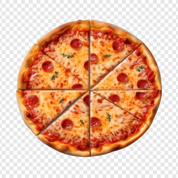 Free PSD freshly baked pizza with a cut slice isolated on transparent background