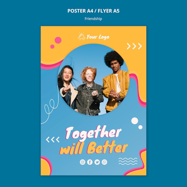 Free PSD friendship concept poster template