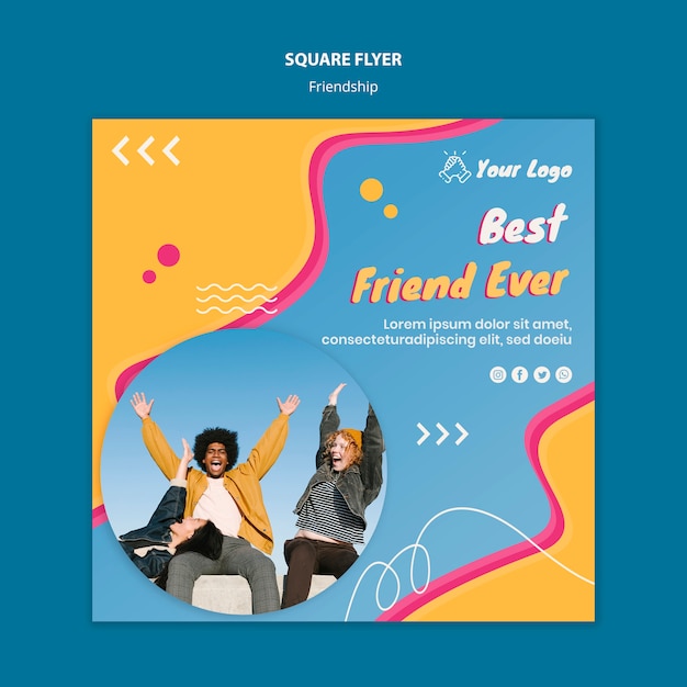 Free PSD friendship concept square flyer template