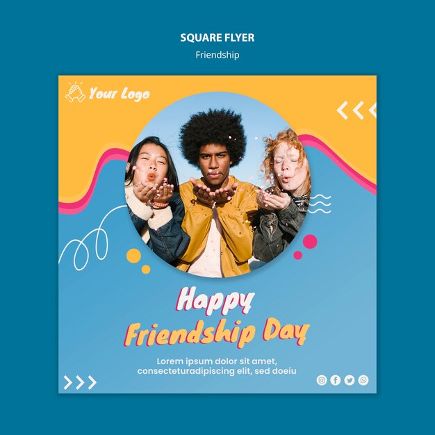 Friendship concept square flyer template