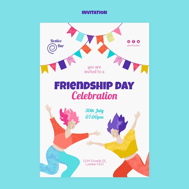 Free PSD friendship day celebration invitation template