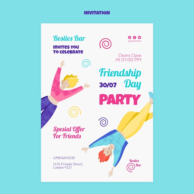 Free PSD friendship day celebration invitation template