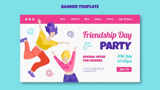 Free PSD friendship day celebration landing page