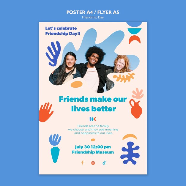 Free PSD friendship day celebration poster template