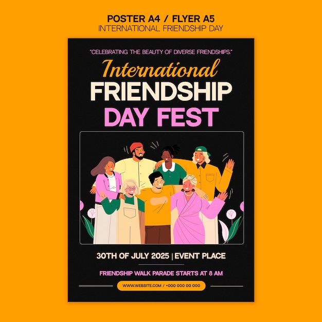 Free PSD friendship day celebration poster template