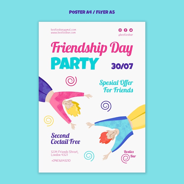 Free PSD friendship day celebration poster template