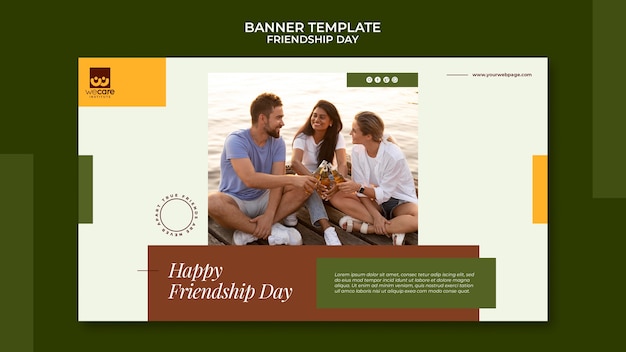 Free PSD friendship day horizontal banner template in earthy tones