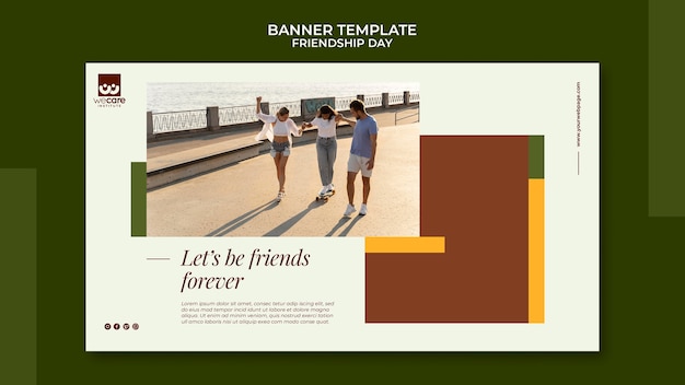 Free PSD friendship day horizontal banner template in earthy tones