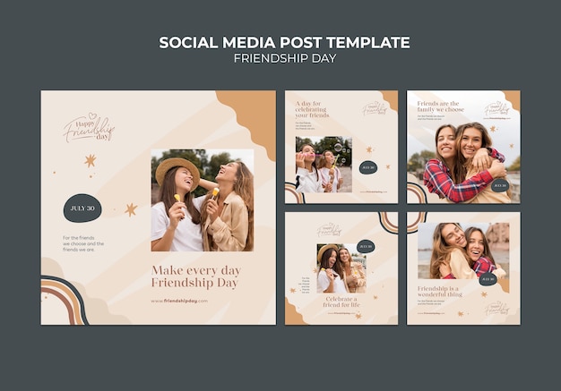 Friendship day instagram posts collection in abstract design