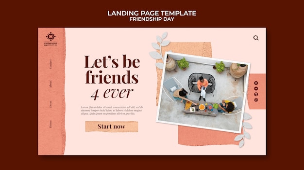 Free PSD friendship day landing page  template