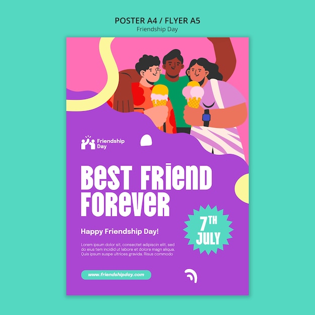 Free PSD friendship day template design