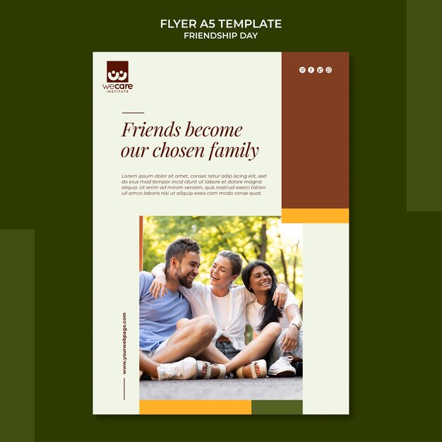 Friendship day vertical flyer template in earthy tones