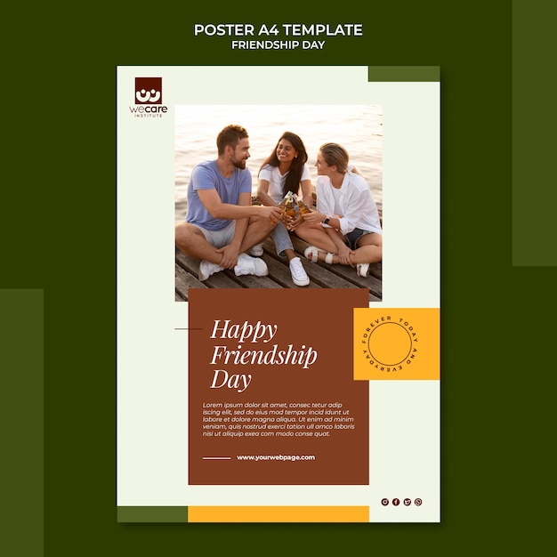 Free PSD friendship day vertical poster template in earthy tones