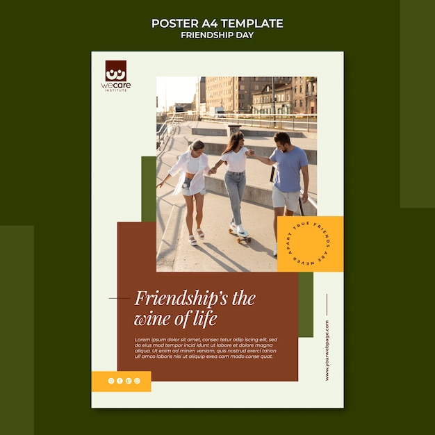 Friendship day vertical poster template in earthy tones