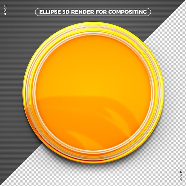 Front ellipse 3d render yellow for compositing