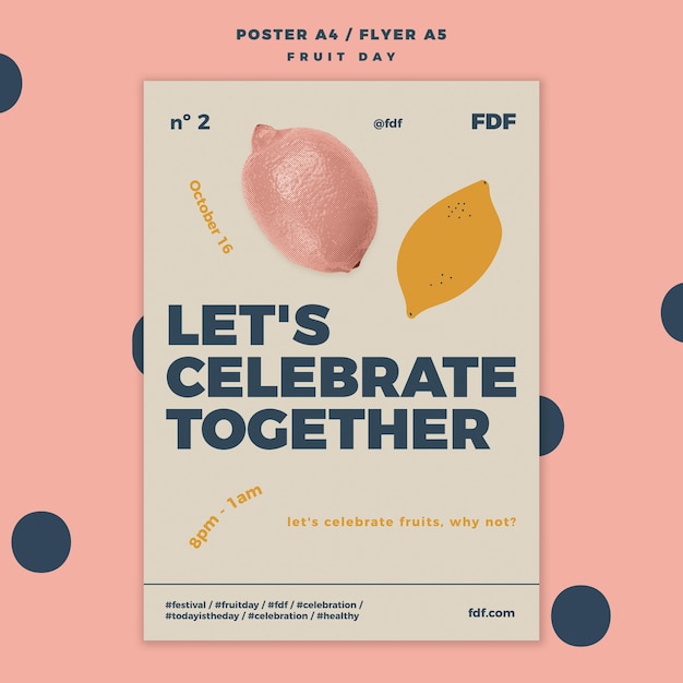 Free PSD fruit day flyer with illustrations