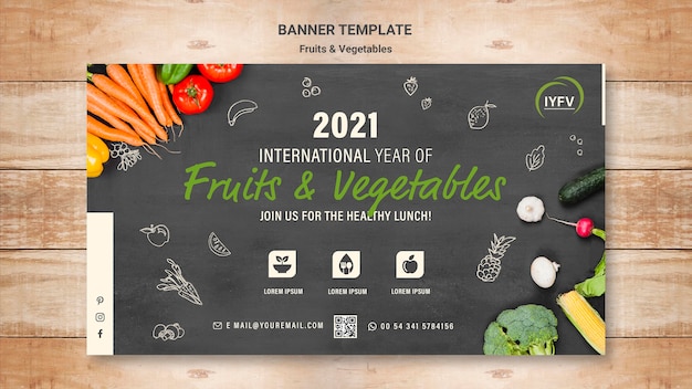 Free PSD fruits and vegetables year banner template