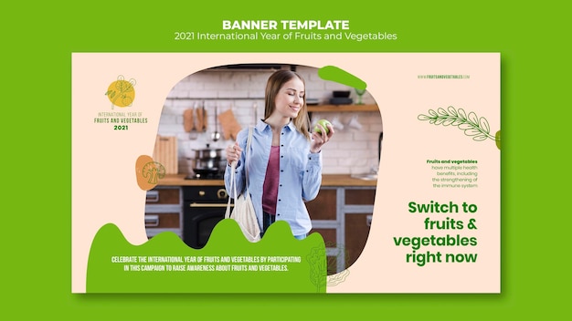 Fruits and vegetables year banner template